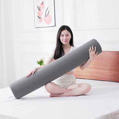 Body Pillow for Adults, Long Full Body Pillow for Side Sleepers and Pregnancy Support, High Resilience Cylindrical Bolster Pillow with Removable Washable Cover (47"x7.9", Grey)