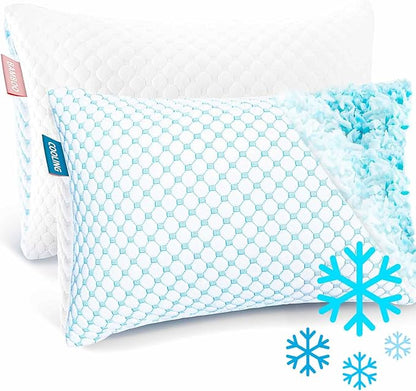 Nestl King Size Cooling Pillow for Sleeping 2 Pack, Luxury Shredded Memory Foam King Pillow Set of 2, Adjustable Cold Gel Pillows for Hot Sleepers Supportive Cool Pillow for Side Back Stomach Sleepers
