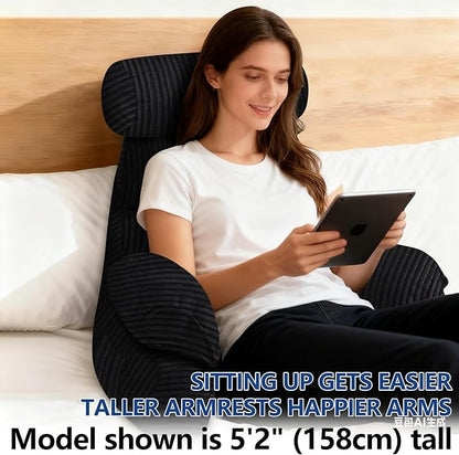 FXXUDVNIIN Back Pillow for Bed Sitting up – with 9.4" Armrests Bed Pillow for Sitting up,Inch Arms for Support, Ideal for Reading, Watching TV, Gaming, and Relaxing