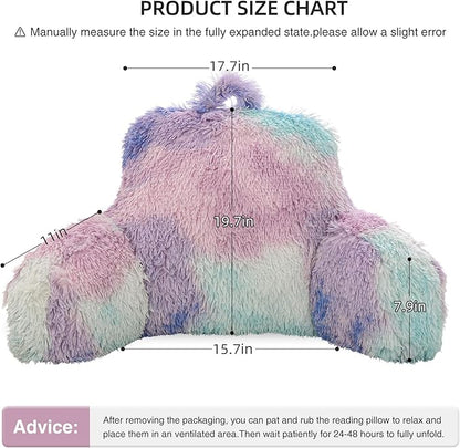 Aimuan Reading Pillow Bed Rest Wedge Large Adult Backrest Pillow with Arms Back Support for Sitting Up in Bed Cushion Incline Rest Sleeping Snoring Pillow, Blue-Purple, Large