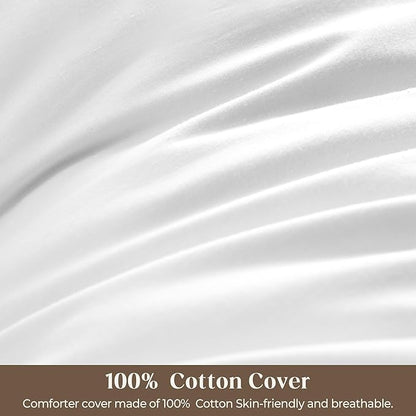 Bafode Goose Down Feather Pillows, Soft Bed Pillows Queen Size Set of 2, 100% Soft Cotton Shell,Gusseted Hotel Pillows for Back, Stomach or Side Sleepers