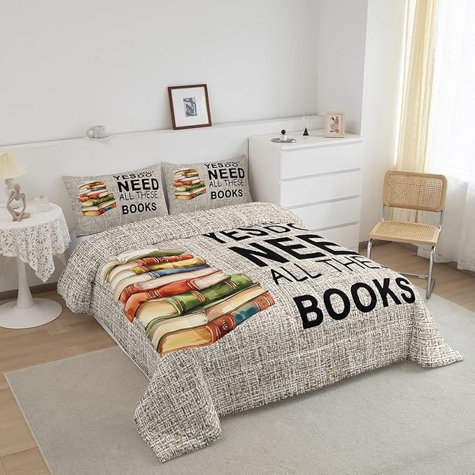 Castle Fairy Teens Books Pattern Comforter Set Queen Size,Book Lover Bedding Set for Kids Boys Girls Bedroom Decoration,Book Bed Duvet Insert,Watercolor Comforter with 2 Pillowcases
