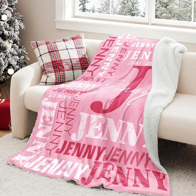 Personalized Blankets for Teen Boys Girls - Printed in USA Custom Blanket with Kid Names Reversible Plush Ultra-Soft Sherpa Fleece Monogrammed Baby Throw Blankets Customized Birthday Gifts for Adults
