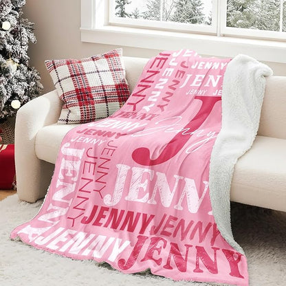 Personalized Blankets for Teen Boys Girls - Printed in USA Custom Blanket with Kid Names Reversible Plush Ultra-Soft Sherpa Fleece Monogrammed Baby Throw Blankets Customized Birthday Gifts for Adults
