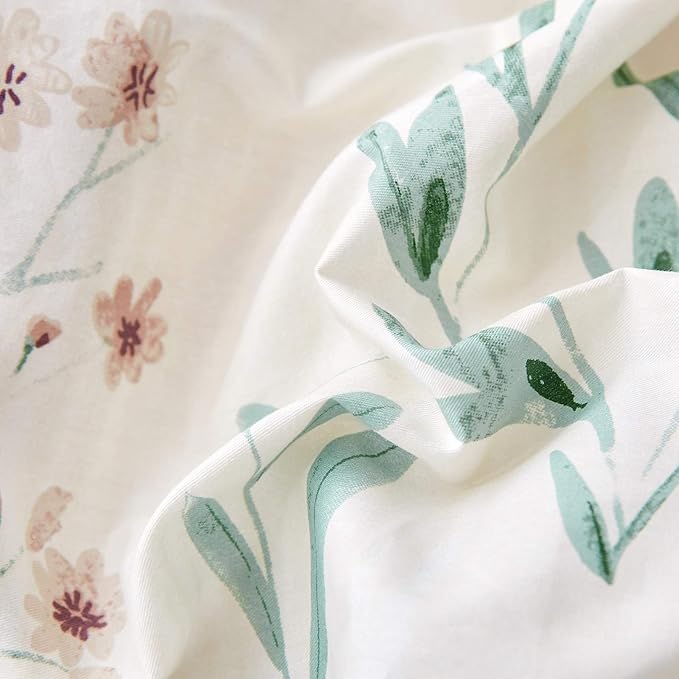Floral King Duvet Cover Set, 3 Pieces 100% Soft Cotton King Bedding Set Flowers for Girl Women Vintage Style Flower Branches Pattern Duvet Covers with Zipper Closure, Lightweight, Breathable