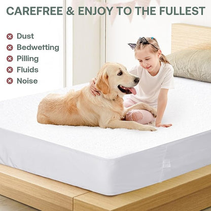 【Dorms Hotel Exclusive】 Twin XL 39" x80" Waterproof Mattress Protector Zippered Fits 6-9 Inch Deep Mattress Pad Cover, WINKAURA Mattress Encasement, Breathable Premium Terry Top Fabric