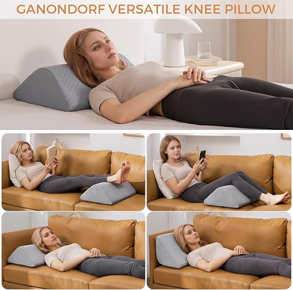 Knee Wedge Pillow 6.3'' for Post-Surgery Recovery-Leg Elevation Support for Sleep Position, Alleviating Lower Back & Hip Pain Enhancing Circulation in Ankles Legs Triangle Pillow with Removable Cover