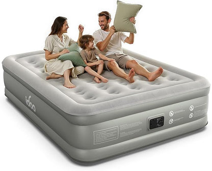 iDOO Air Mattress Queen with Built in Pump, 18 Raised Comfort Inflatable Blow up Mattress, Upgraded Four Chamber Portable Air Bed for Guests and Home, Colchon Inflable, 650 lbs Max
