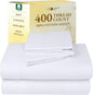 California Design Den California King Sheet Sets - Soft 400 Thread Count, Natural 100% Cotton Sateen Sheets, Deep Pockets with All Around Elastic for a Snug Fit, Durable Bedding - White