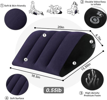 Portable Inflatable Wedge Pillow 1 Pack,Body Positioner for Sleep Support, Adjustable Travel Pillow - Lightweight Bed/Leg Support Pillow, Fast Inflation