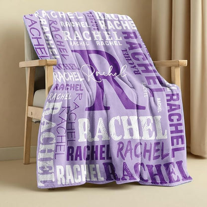 Personalized Blankets for Teen Girls Boys - Printed in USA, Custom Blanket with Kids Names, Ultra-Soft Flannel Monogrammed Baby Throws Blankets, Customized Christmas Brithday Gifts for Adults