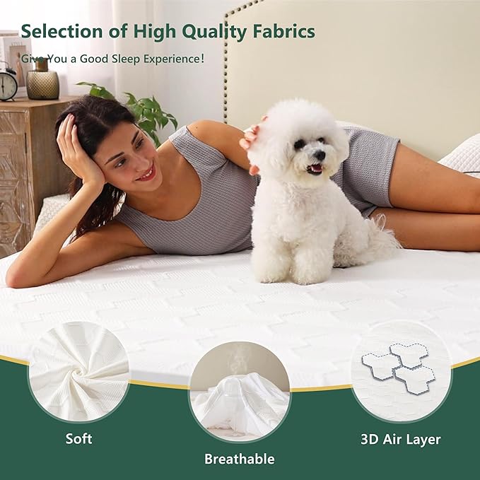 Twin Size Waterproof Mattress Protector, 40% Rayon Derived from Bamboo Cooling Mattress Pad Cover, 3D Air Fabric Breathable Mattress Pad Fitted with Deep Pocket 6"- 15" Machine Washable