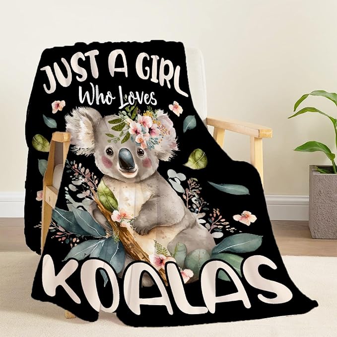 Koala Blanket for Girls Just A Girl Who Loves Koala Gifts for Women Soft Comfortable Throw Blanket for Bedding Sofa Chairs Camping 90x0inches
