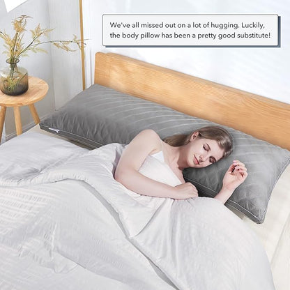Leeden Body Pillow Insert - Full Body Pillow for Adults - Large Long Bed Pillow for Side Sleeper - Firm Breathable Support - 20 x 54 Inch - Grey