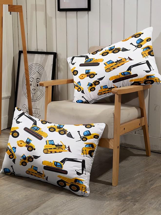 CVHOUSE Tractor Bedding King Size,Excavator Truck Tractor Bedding Set for Boys Kids Teens,Tractor Comforter Set Cover Soft,1 Duvet Cover 2 Pillowcases 3 Piece,Boys Room Decor