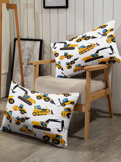 CVHOUSE Tractor Bedding King Size,Excavator Truck Tractor Bedding Set for Boys Kids Teens,Tractor Comforter Set Cover Soft,1 Duvet Cover 2 Pillowcases 3 Piece,Boys Room Decor