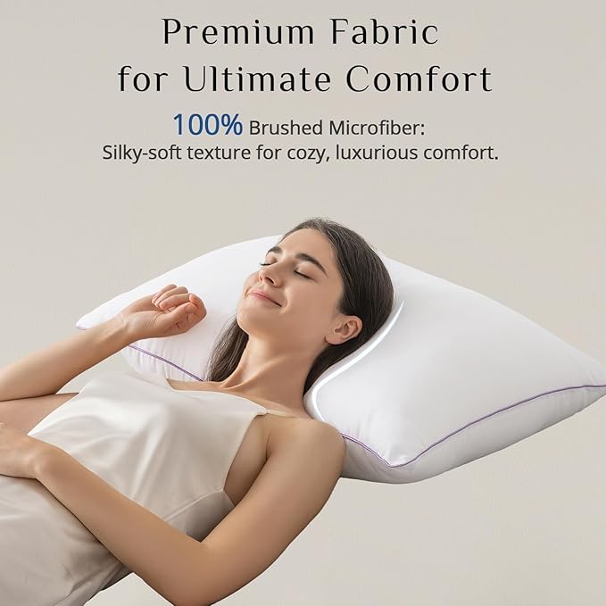 JOLLYVOGUE Pillows Standard Size Set of 4, Washable Supportive Bed Pillows with Super Soft Down Alternative Fill, Luxury Fluffy Hotel Quality for Side, Back and Stomach Sleepers