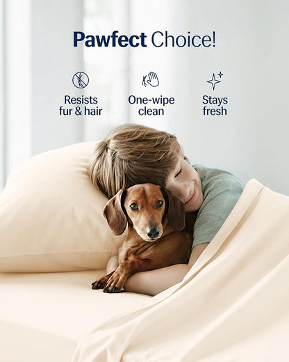 REST® Evercool®+ Cooling Sheet Set, Full Size, Snow Ivory, Breathable Bed Sheets for Hot Sleeper and Night Sweats, with Pillowcases, with Ionic+ Self-Cleaning Silver Yarn for Sensitive Skin, 4PCS