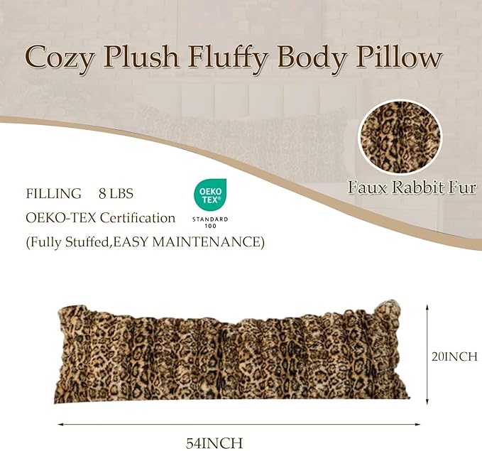 Full Body Pillow 20x54 Inch,Memory Foam Pregnancy Pillow for Side Sleepers,Orthopedic Back Support Maternity Pillow for Women (with Removable Cover)-Leopard Brown