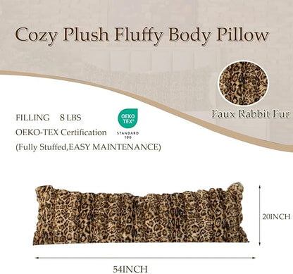 Full Body Pillow 20x54 Inch,Memory Foam Pregnancy Pillow for Side Sleepers,Orthopedic Back Support Maternity Pillow for Women (with Removable Cover)-Leopard Brown