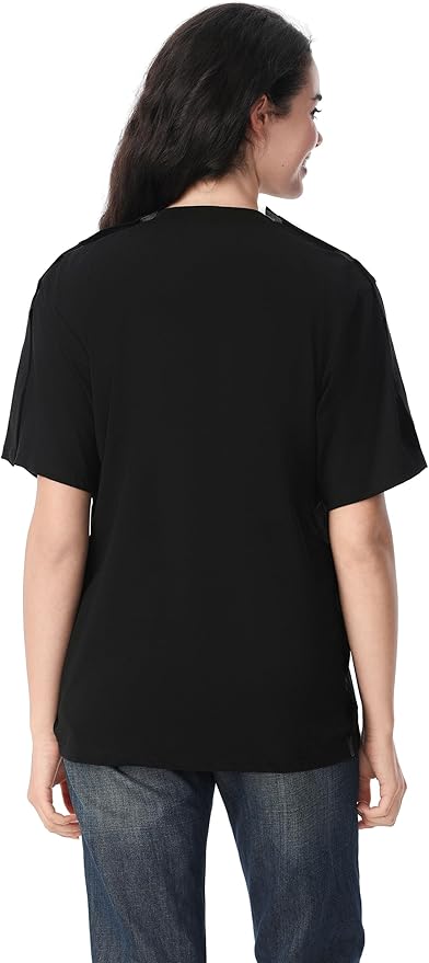 Magnetic Buttons Post Shoulder Surgery Recovery Shirt for Men V-Neck Tear Away Adaptive Chemo Port Clothing for Women