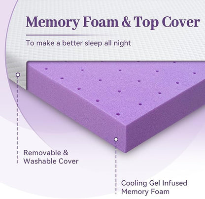 SINWEEK 3 Inch Gel Memory Foam Mattress Topper Twin XL Size for College Dorm, Ventilated High Density Pad for Back Pain, Bed Topper with Removable Soft Cover, CertiPUR-US Certified