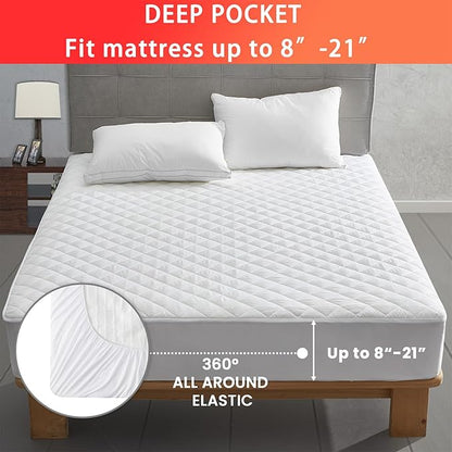 Heated Mattress Pad Full Size, Electric Mattress Pad Cover w/Single Control 8 Heating Settings, Bed Warmer w/ 4 Auto Shut Off Settings, UL Certified, Deep Pocket, Machine Washable, White