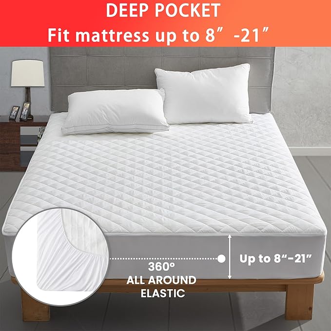 Heated Mattress Pad Twin Size, Electric Mattress Pad Cover w/Single Control 8 Heating Settings, Bed Warmer w/ 4 Auto Shut Off Settings, UL Certified, Deep Pocket, Machine Washable, White