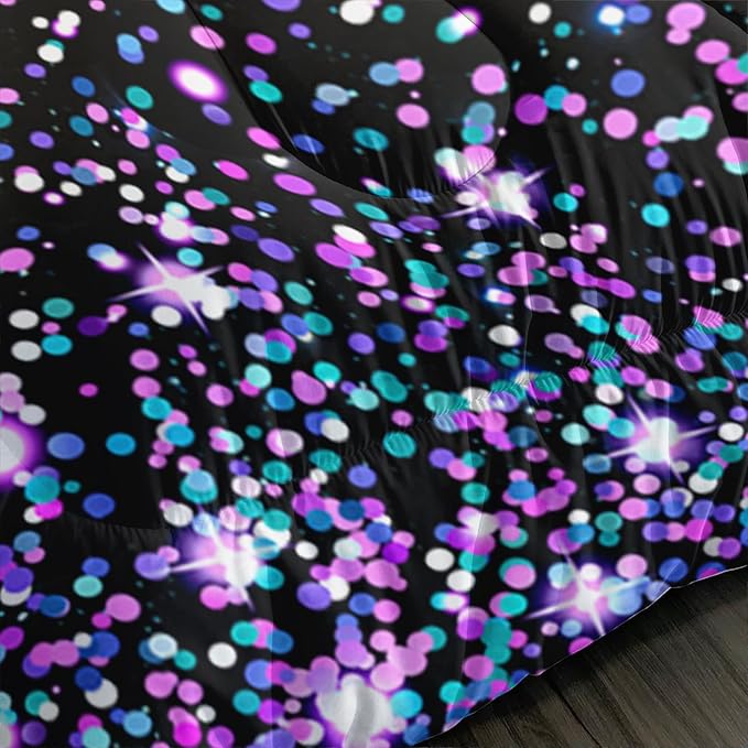 Purple Mermaid Tail Comforter Set for Girls Women, Mermaid Bedroom Decor for Girls Queen Size, Kids Fish Scales Black Bedding Set with 1 Comforter and 2 Pillowcases