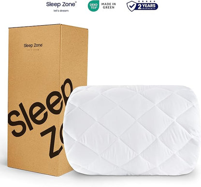 SLEEP ZONE Cozy Mattress Pad Cal King Size, Extra Deep Pocket, Non Slip and Washable Mattress Protector, Dust Proof (White, Cal King, 72x84)