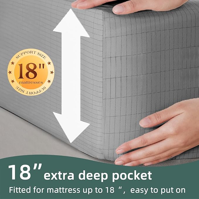 Grounding Fitted Sheet Kit Connect to The Earth's Energy 15inch Depth Pocket Grounding Bed Sheets for Earthing