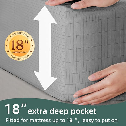 Grounding Fitted Sheet Kit Connect to The Earth's Energy 15inch Depth Pocket Grounding Bed Sheets for Earthing