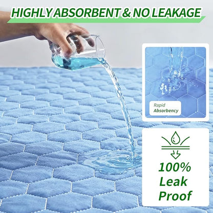 Waterproof Washable Underpads Pee Pad (Blue 36" x 36" 1 Pack), Reusable Absorbency Bedwetting Incontinence Bed Pads for Kids Adults Elderly Dog Pet, Puppy Pads for Mattress Couches Sofas Floors