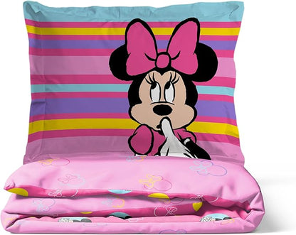 Jay Franco Duvet Cover Set – 3 Piece Comforter Cover and Sham Set, Super Soft Cozy Kids Bedding (Insert Not Included) Pink- Minnie Mouse, Full