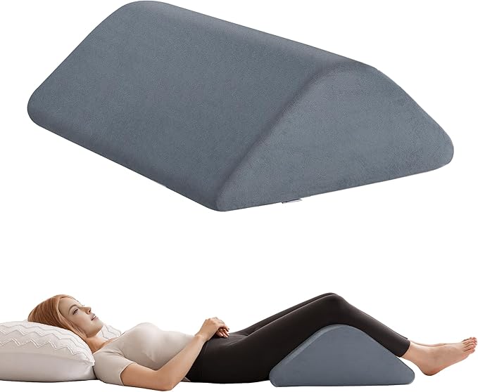 Ganondorf Knee Wedge Pillow for Back Sleeping-Leg Pillow Knee Wedge Pillow for Sleep Position, Alleviating Lower Back&Hip Pain Enhancing Circulation in Ankles Legs Triangle Pillow with Removable Cover