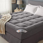 OLANLY Queen Mattress Topper – Viscose Made from Bamboo, Cooling Soft Queen Pillow Top Mattress Pad for Back Pain Relief, Plush Down Alternative Fill Bed Topper with Elastic Deep Pocket, Light Gray