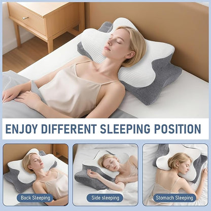 Cervical Pillow for Neck and Shoulder-Ergonomic Neck Support Pillows for Sleeping with Pain Relief，Contour Memory Foam Pillow for Side Sleepers, Back and Stomach Sleep