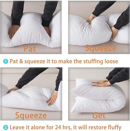 WhatsBedding Memory Foam Body Pillow with Breathable Zippered Cotton Cover, Full Body Pillow for Adults, Long Pillow for Sleeping, Firm Pillow Fluffy Supportive, Pure White
