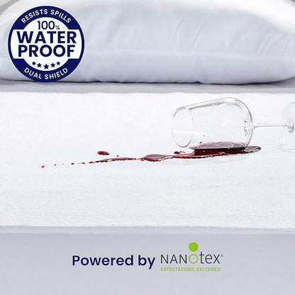SLEEP ZONE Twin Mattress Protector Waterproof Soft Cotton Terry Breathable Mattress Cover, Washable Noiseless with Deep Pocket 8"-21"
