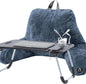 Nestl Fur Reading Pillow with Laptop Lap Desk, Stylish Back Pillow for Sitting Up, Lap Desk with Reading Pillows for Sitting in Bed Adult & Kids, Faux Fur Chair Pillow with Arms - Blue
