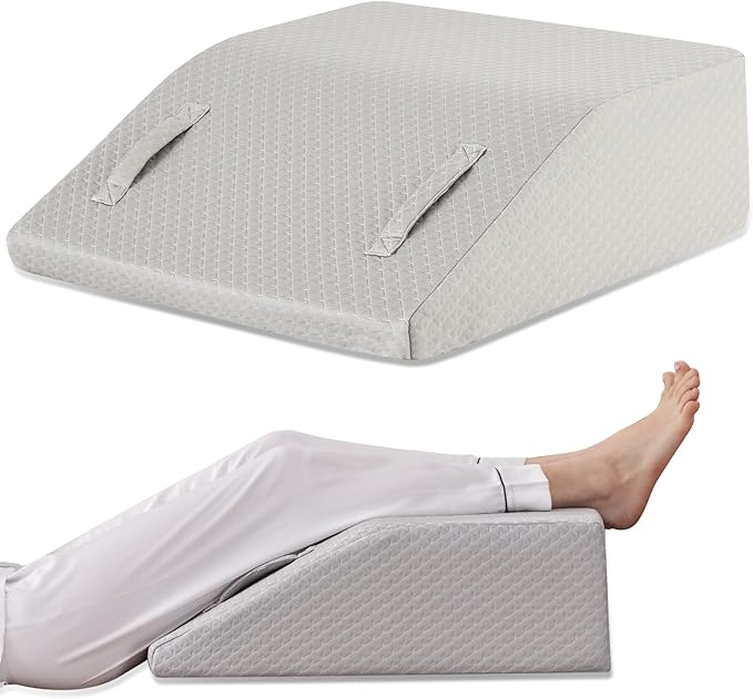 Leg Elevation Pillow for After Surgery, 6inch Foam Leg Elevating Pillow for Swelling and Blood Circulation, Leg Wedge Pillow for Sleeping, Knee Pillow for Knee Hip Ankle Pain Relief, Grey