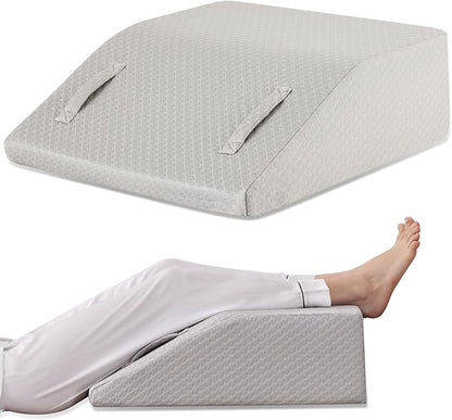 Leg Elevation Pillow for After Surgery, 10inch Foam Leg Elevating Pillow for Swelling and Blood Circulation, Leg Wedge Pillow for Sleeping, Knee Pillow for Knee Hip Ankle Pain Relief, Grey