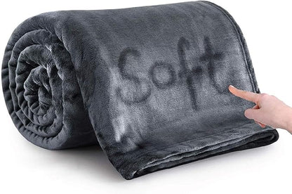 IR Imperial Rooms Fleece Blanket Twin Size 60 x 80 Inches - Super Soft Fluffy Dark Grey Throw Blanket for Sofa and Bed - Warm and Cozy Lightweight 400 GSM Microfiber Bed Throws Blankets