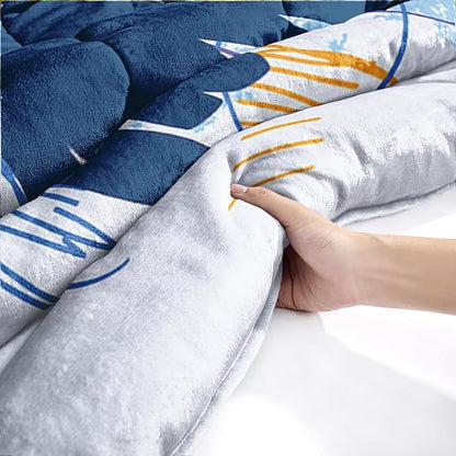 QOOMO Boys Sports Bedding - Twin Size Sherpa Fleece Comforter Set with 1 Comforter 2 Pillowcases - Football Graffiti Style
