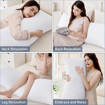 Leeden Full Body Pillow for Adults, Firm and Fluffy Long Pillow Insert, Breathable Pillow for Side Sleepers and Bed Support，20x54 White