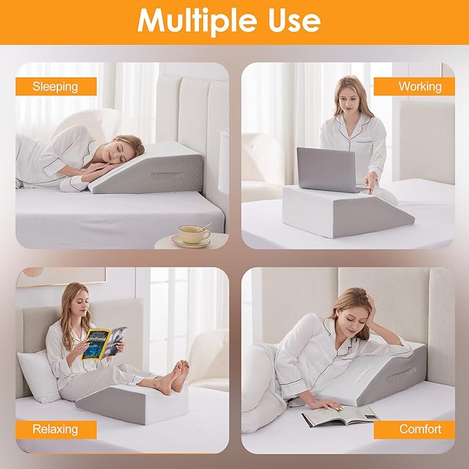 Leg Elevation Pillow for After Surgery, Leg Elevating Pillow for Swelling & Blood Circulation, Leg Wedge Pillow for Sleeping, Knee Pillow for Knee Hip Ankle Pain Relief, 23.6×16.8×8Inch White