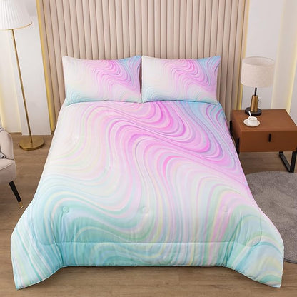 Bodhi Bed in A Bag for Kids Bedding Sets with Sheets,Pink Queen Size Comforter Set for Girls,Girls Bedding Sets 5 PCS (1 Comforter, 1 Flat Sheet, 1 Fitted Sheet, 2 Pillowcases)