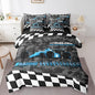Feelyou Blue Racing Car 7 Piece Bedding Set King Size Kids Boys Cartoon Race Car Comforter Set with Sheets for Teens Toddler Extreme Sports Bed in a Bag Camouflage Bed Set