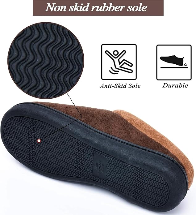 Memory Foam Mens Slippers Slip-On Comfy House Slippers for Men Indoor Outdoor Non-Slip Warm Winter Men’s Bedroom Slippers Size