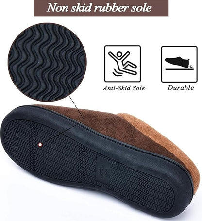 Memory Foam Mens Slippers Slip-On Comfy House Slippers for Men Indoor Outdoor Non-Slip Warm Winter Men’s Bedroom Slippers Size